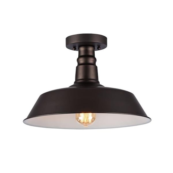 Chloe Lighting Chloe CH54032RB14-SF1 14 in. Lighting Ironclad Industrial-Style 1 Light Rubbed Bronze Semi-Flush Ceiling Fixture - Oil Rubbed Bronze CH54032RB14-SF1 - main